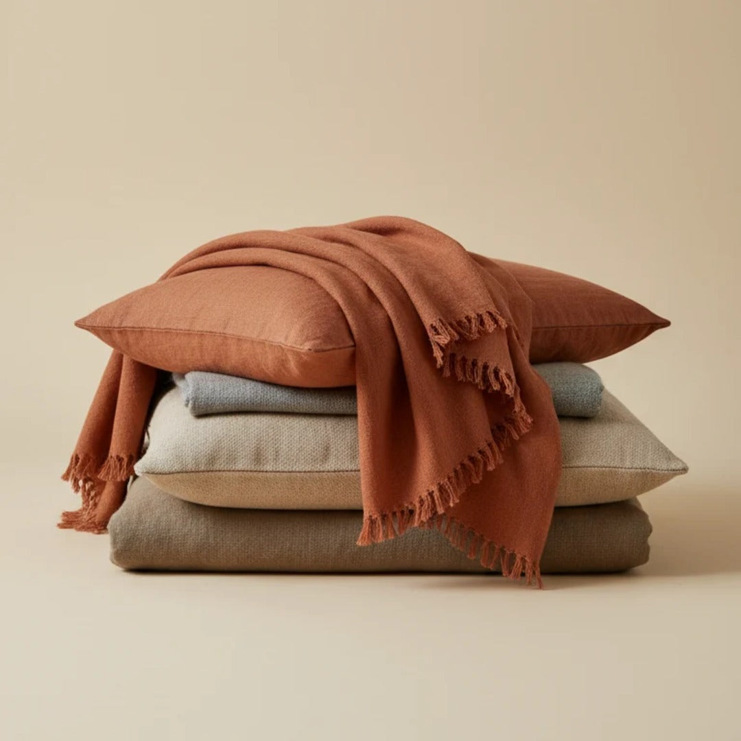 Burnt Terracotta Linen Throw
